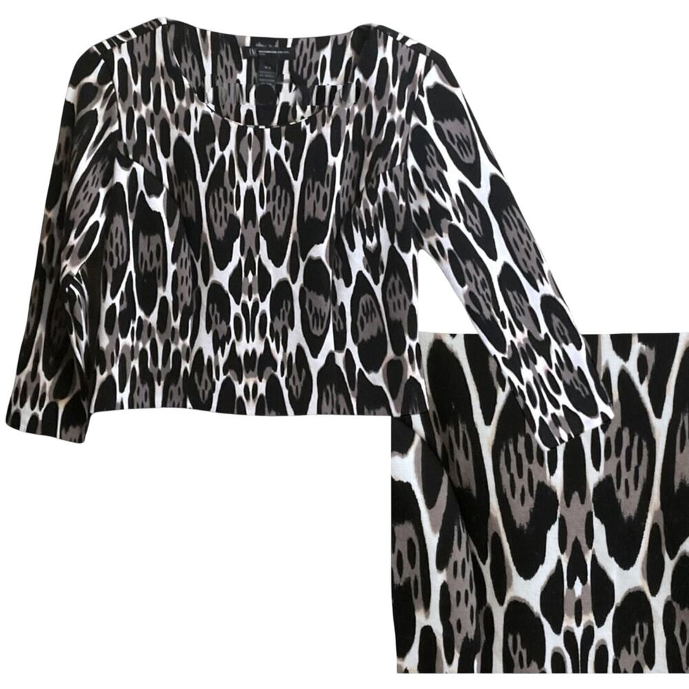 INC International Concepts Crop Top Women's SZ PS Printed Ponte‎ Animal Print
